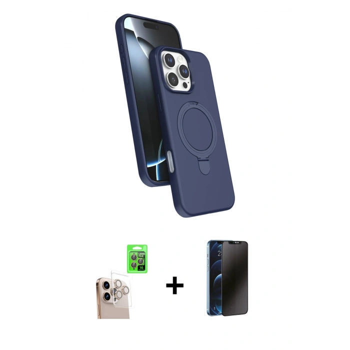 MARSİLYAN™- iPhone 16 Pro Max Kılıf İz Işık Koleksiyonu - Siyah 3D Antistatik Hayalet Cam Ekran Koruyucu + Raze Metal Kamera Lens - NLGY