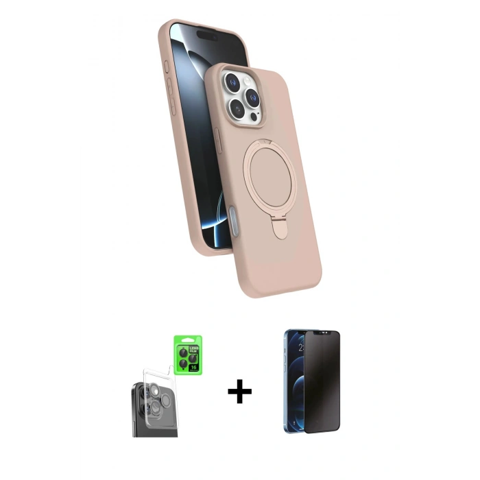 MARSİLYAN™- iPhone 16 Pro Max Kılıf İz Işık Koleksiyonu - Siyah 3D Antistatik Hayalet Cam Ekran Koruyucu + Raze Metal Kamera Lens - SH