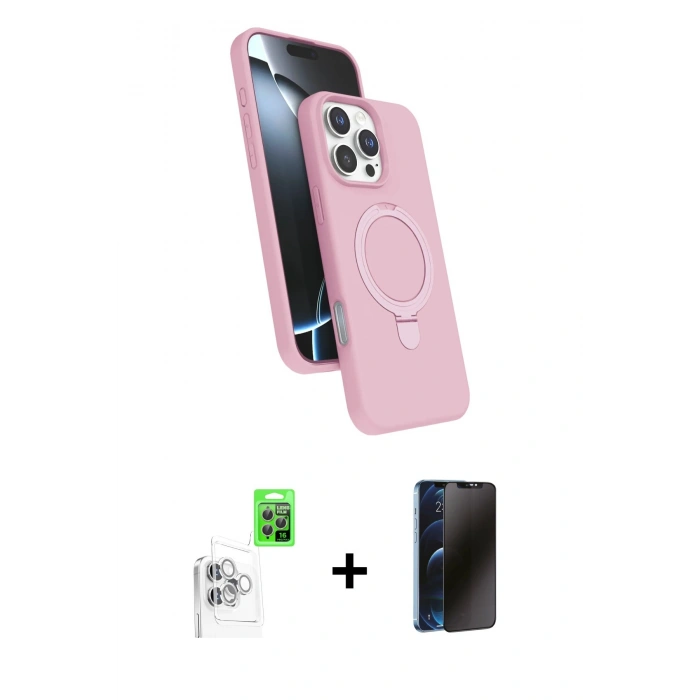 MARSİLYAN™- iPhone 16 Pro Max Kılıf İz Işık Koleksiyonu - Siyah 3D Antistatik Hayalet Cam Ekran Koruyucu + Raze Metal Kamera Lens - BZ