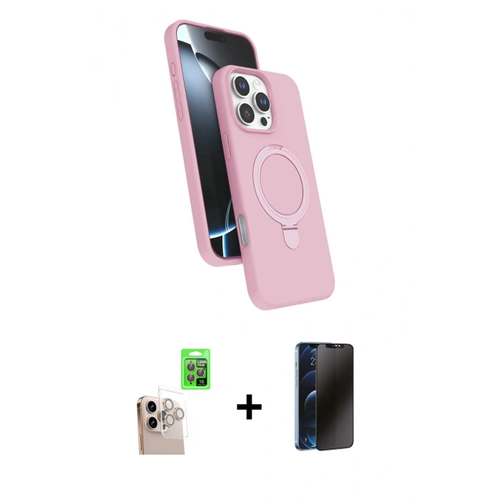 MARSİLYAN™- iPhone 16 Pro Max Kılıf İz Işık Koleksiyonu - Siyah 3D Antistatik Hayalet Cam Ekran Koruyucu + Raze Metal Kamera Lens - NLGY