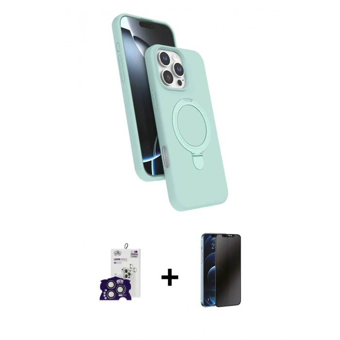 MARSİLYAN™- iPhone 16 Pro Max Kılıf İz Işık Koleksiyonu - Siyah 3D Antistatik Hayalet Cam Ekran Koruyucu + Bilvis Titan Kamera Lens - TMGI