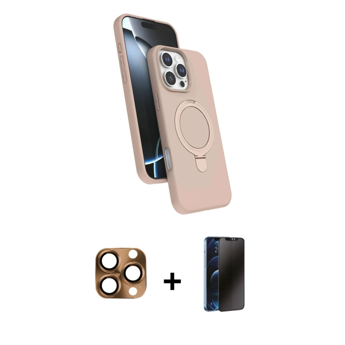 MARSİLYAN™- iPhone 16 Pro Max Kılıf İz Işık Koleksiyonu - Siyah 3D Antistatik Hayalet Cam Ekran Koruyucu + Pers Alüminyum Kamera Lens - CLTM