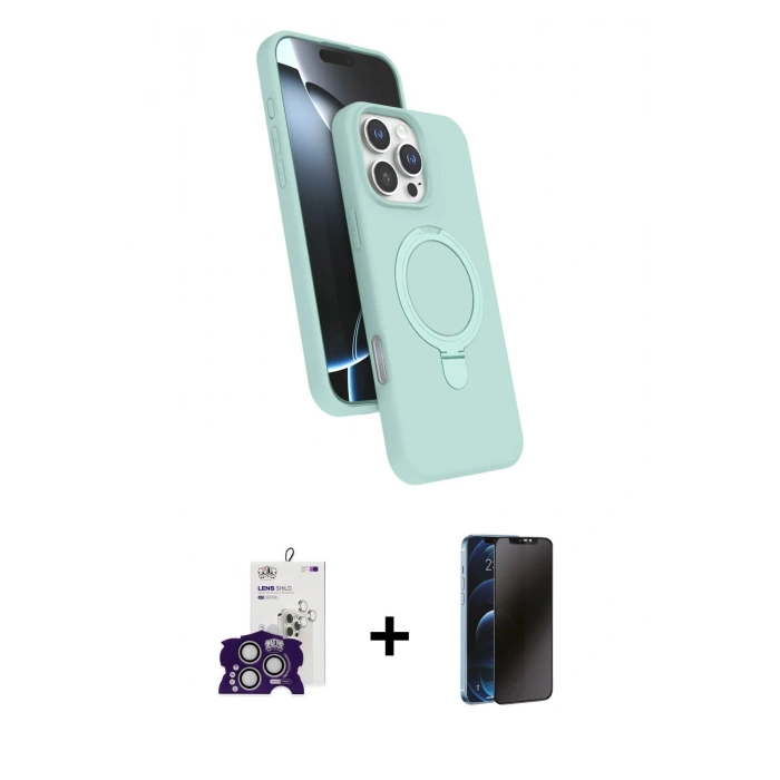 MARSİLYAN™- iPhone 16 Pro Max Kılıf İz Işık Koleksiyonu - Siyah 3D Antistatik Hayalet Cam Ekran Koruyucu + Bilvis Titan Kamera Lens - GS