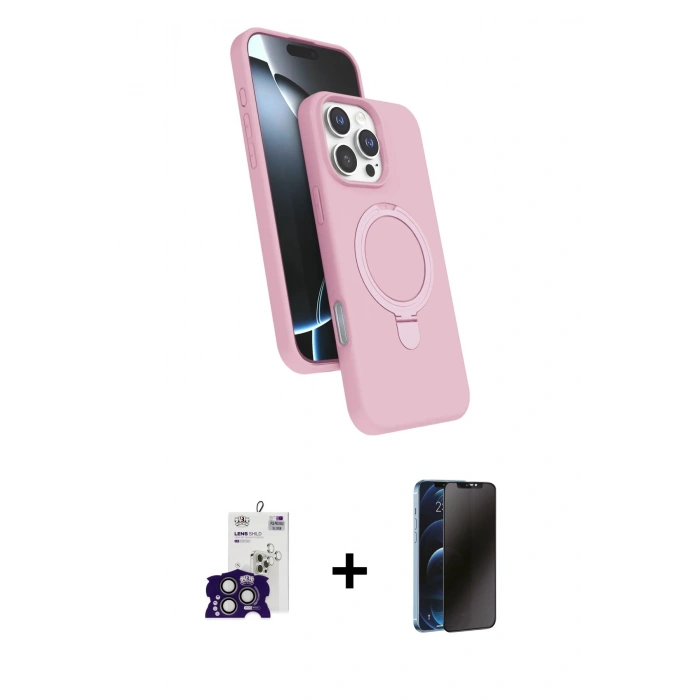 MARSİLYAN™- iPhone 16 Pro Max Kılıf İz Işık Koleksiyonu - Siyah 3D Antistatik Hayalet Cam Ekran Koruyucu + Bilvis Titan Kamera Lens - TMGI