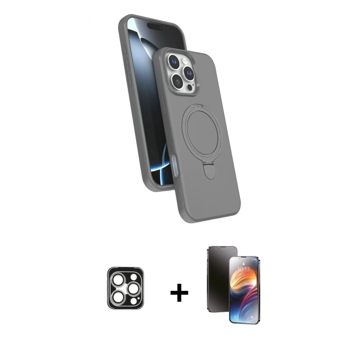 MARSİLYAN™- iPhone 16 Pro Max Kılıf İz Işık Koleksiyonu - Siyah 3D Antistatik Mat Seramik Nano Ekran Koruyucu + PVD Metal Kamera Lens - GS
