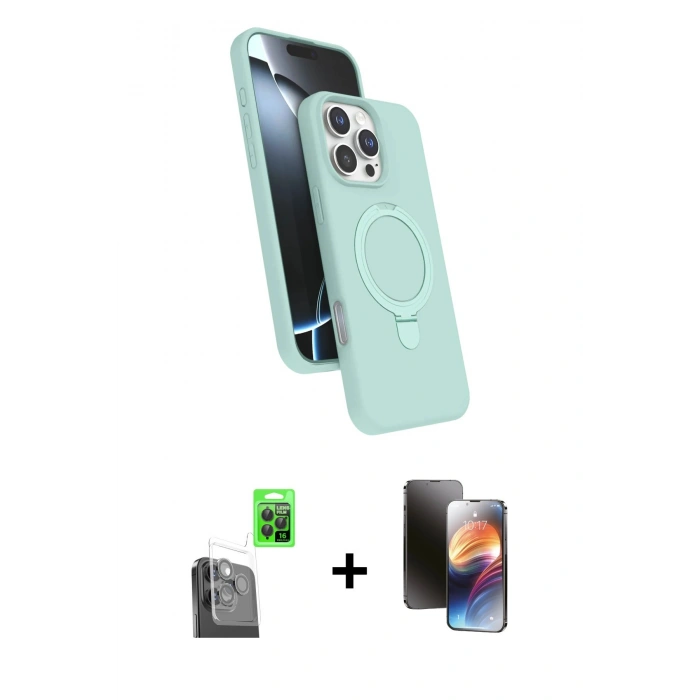 MARSİLYAN™- iPhone 16 Pro Max Kılıf İz Işık Koleksiyonu - Siyah 3D Antistatik Mat Seramik Nano Ekran Koruyucu + Raze Metal Kamera Lens - SH