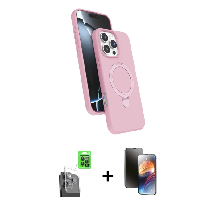 MARSİLYAN™- iPhone 16 Pro Max Kılıf İz Işık Koleksiyonu - Siyah 3D Antistatik Mat Seramik Nano Ekran Koruyucu + Raze Metal Kamera Lens - SH