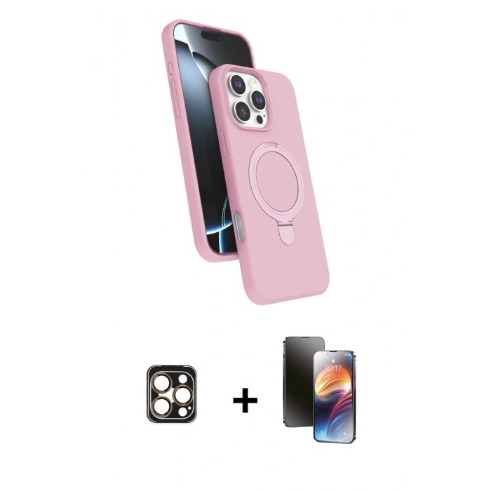 MARSİLYAN™- iPhone 16 Pro Max Kılıf İz Işık Koleksiyonu - Siyah 3D Antistatik Mat Seramik Nano Ekran Koruyucu + Gold PVD Metal Kamera Lens