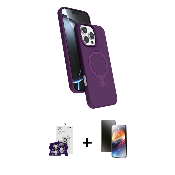 MARSİLYAN™- iPhone 16 Pro Max Kılıf İz Işık Koleksiyonu - Siyah 3D Antistatik Mat Seramik Nano Ekran Koruyucu + Bilvis Titan Kamera Lens - GS