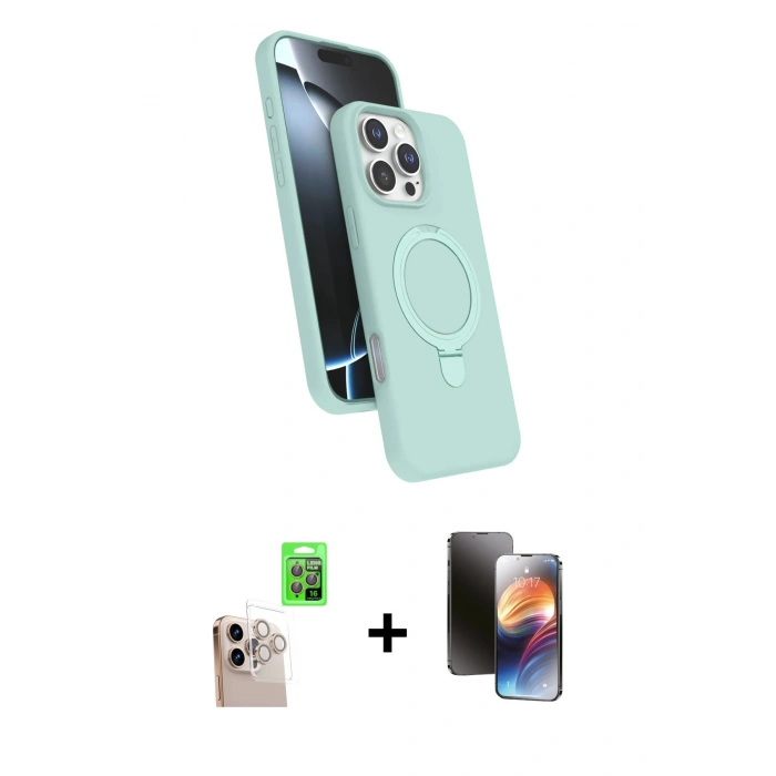 MARSİLYAN™- iPhone 16 Pro Max Kılıf İz Işık Koleksiyonu - Siyah 3D Antistatik Mat Seramik Nano Ekran Koruyucu + Raze Metal Kamera Lens - NLGY