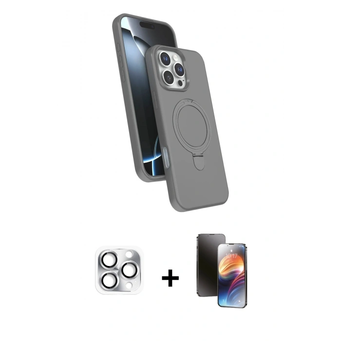 MARSİLYAN™- iPhone 16 Pro Max Kılıf İz Işık Koleksiyonu - Siyah 3D Antistatik Mat Seramik Nano Ekran Koruyucu + Pers Alüminyum Kamera Lens - GS