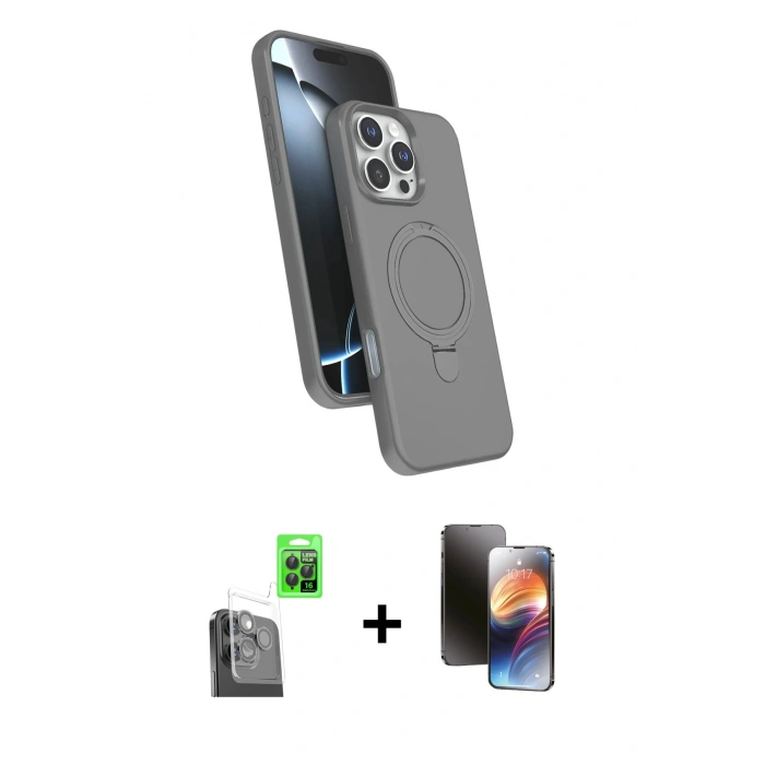 MARSİLYAN™- iPhone 16 Pro Max Kılıf İz Işık Koleksiyonu - Siyah 3D Antistatik Mat Seramik Nano Ekran Koruyucu + Raze Metal Kamera Lens - SH