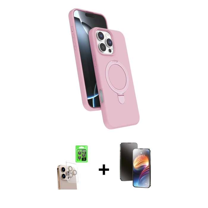 MARSİLYAN™- iPhone 16 Pro Max Kılıf İz Işık Koleksiyonu - Siyah 3D Antistatik Mat Seramik Nano Ekran Koruyucu + Raze Metal Kamera Lens - NLGY