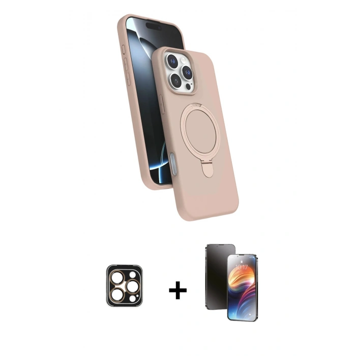 MARSİLYAN™- iPhone 16 Pro Max Kılıf İz Işık Koleksiyonu - Siyah 3D Antistatik Mat Seramik Nano Ekran Koruyucu + Gold PVD Metal Kamera Lens