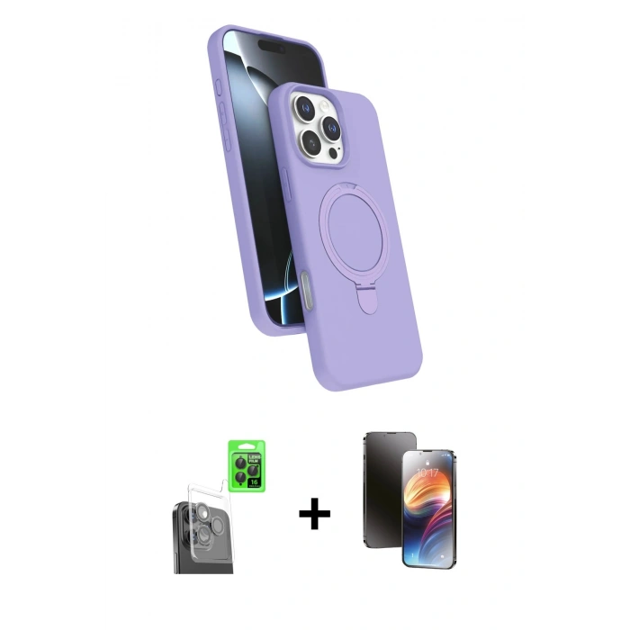 MARSİLYAN™- iPhone 16 Pro Max Kılıf İz Işık Koleksiyonu - Siyah 3D Antistatik Mat Seramik Nano Ekran Koruyucu + Raze Metal Kamera Lens - SH