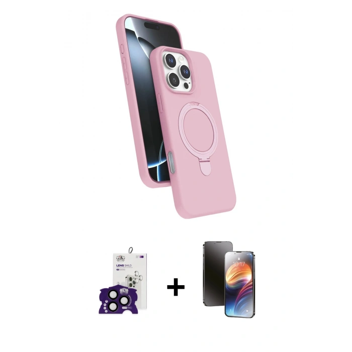 MARSİLYAN™- iPhone 16 Pro Max Kılıf İz Işık Koleksiyonu - Siyah 3D Antistatik Mat Seramik Nano Ekran Koruyucu + Bilvis Titan Kamera Lens - SH