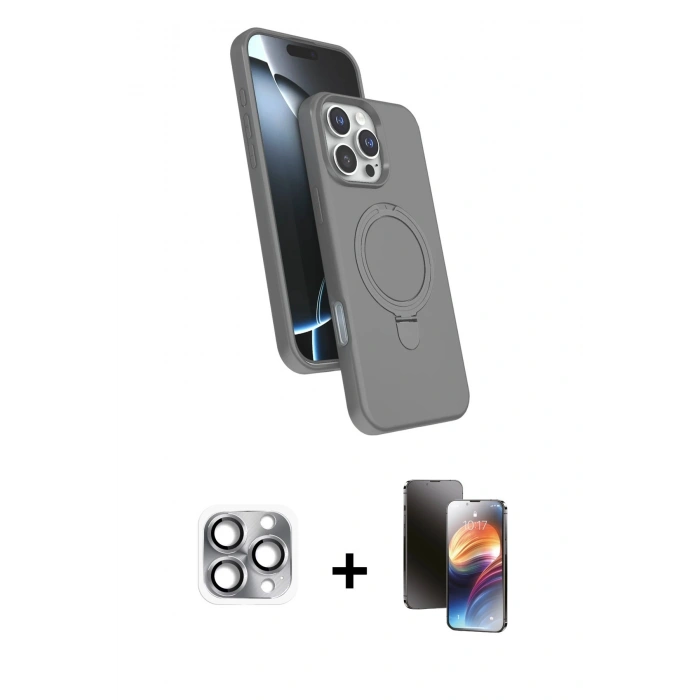 MARSİLYAN™- iPhone 16 Pro Max Kılıf İz Işık Koleksiyonu - Siyah 3D Antistatik Mat Seramik Nano Ekran Koruyucu + Pers Alüminyum Kamera Lens - GI