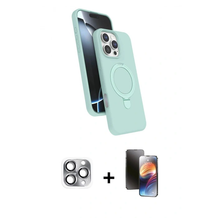 MARSİLYAN™- iPhone 16 Pro Max Kılıf İz Işık Koleksiyonu - Siyah 3D Antistatik Mat Seramik Nano Ekran Koruyucu + Pers Alüminyum Kamera Lens - GI