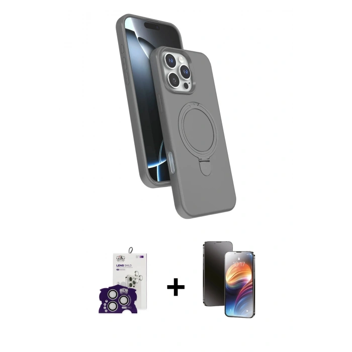 MARSİLYAN™- iPhone 16 Pro Max Kılıf İz Işık Koleksiyonu - Siyah 3D Antistatik Mat Seramik Nano Ekran Koruyucu + Bilvis Titan Kamera Lens - GS