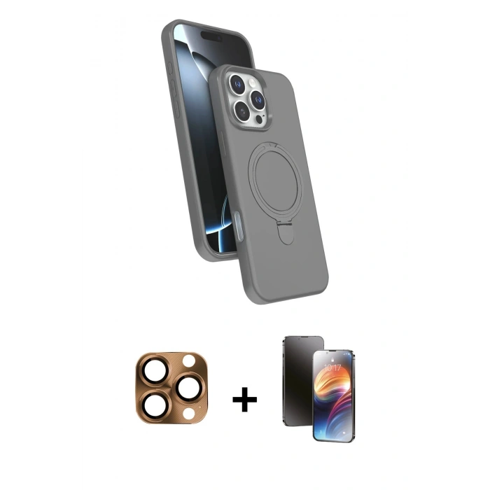 MARSİLYAN™- iPhone 16 Pro Max Kılıf İz Işık Koleksiyonu - Siyah 3D Antistatik Mat Seramik Nano Ekran Koruyucu + Pers Alüminyum Kamera Lens - CLTM