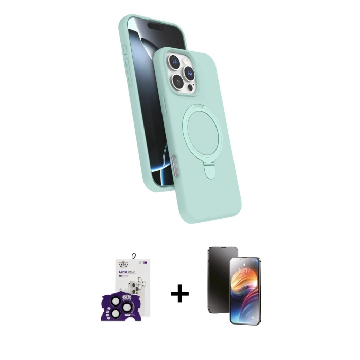 MARSİLYAN™- iPhone 16 Pro Max Kılıf İz Işık Koleksiyonu - Siyah 3D Antistatik Mat Seramik Nano Ekran Koruyucu + Bilvis Titan Kamera Lens - SH