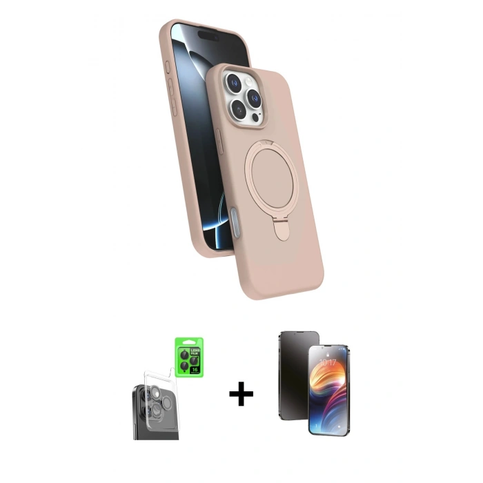 MARSİLYAN™- iPhone 16 Pro Max Kılıf İz Işık Koleksiyonu - Siyah 3D Antistatik Mat Seramik Nano Ekran Koruyucu + Raze Metal Kamera Lens - SH