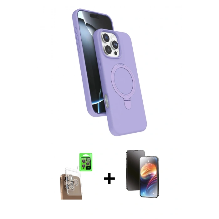 MARSİLYAN™- iPhone 16 Pro Max Kılıf İz Işık Koleksiyonu - Siyah 3D Antistatik Mat Seramik Nano Ekran Koruyucu + Raze Metal Kamera Lens - CLTM