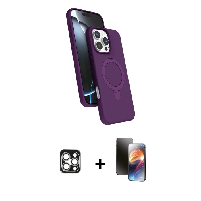 MARSİLYAN™- iPhone 16 Pro Max Kılıf İz Işık Koleksiyonu - Siyah 3D Antistatik Mat Seramik Nano Ekran Koruyucu + PVD Metal Kamera Lens - GS