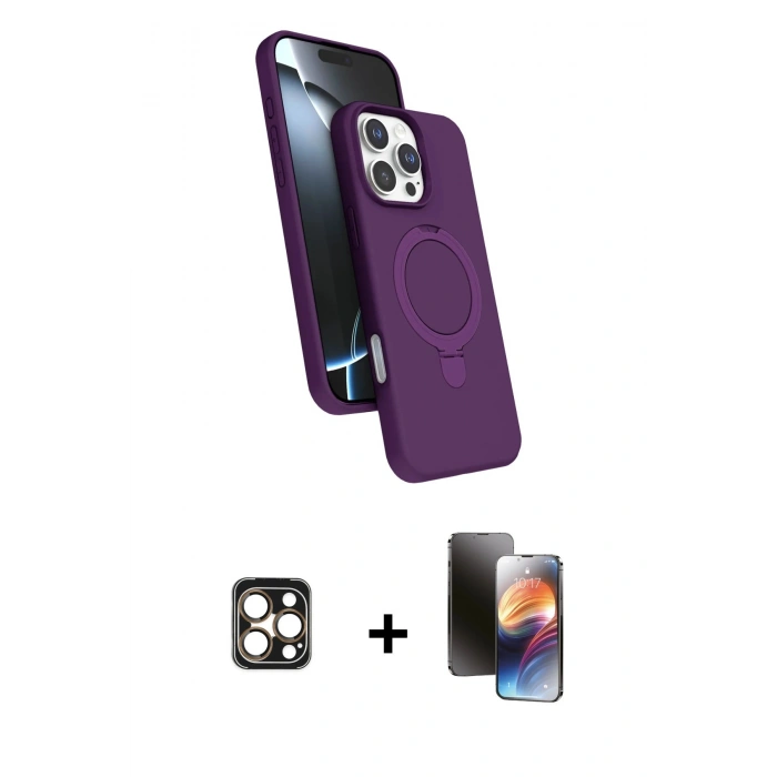 MARSİLYAN™- iPhone 16 Pro Max Kılıf İz Işık Koleksiyonu - Siyah 3D Antistatik Mat Seramik Nano Ekran Koruyucu + Gold PVD Metal Kamera Lens