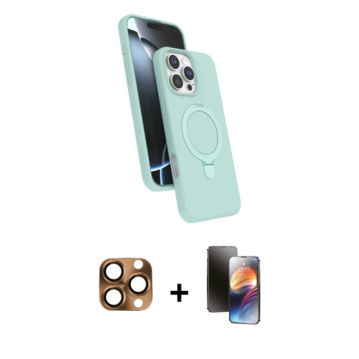 MARSİLYAN™- iPhone 16 Pro Max Kılıf İz Işık Koleksiyonu - Siyah 3D Antistatik Mat Seramik Nano Ekran Koruyucu + Pers Alüminyum Kamera Lens - CLTM