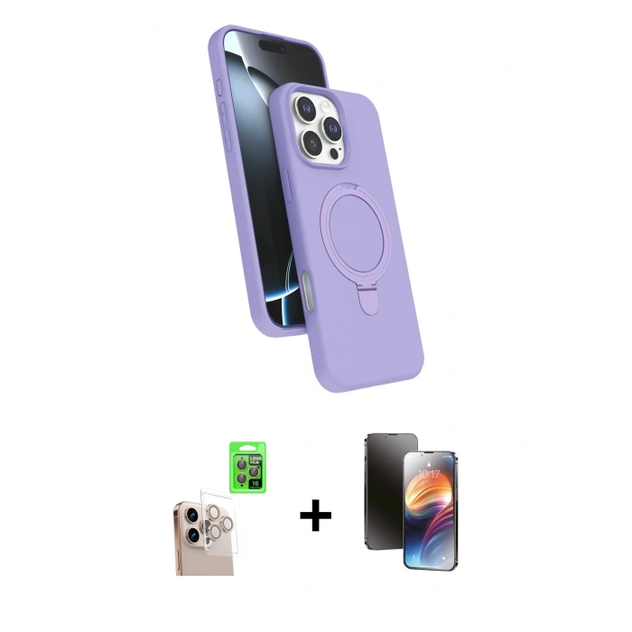 MARSİLYAN™- iPhone 16 Pro Max Kılıf İz Işık Koleksiyonu - Siyah 3D Antistatik Mat Seramik Nano Ekran Koruyucu + Raze Metal Kamera Lens - NLGY