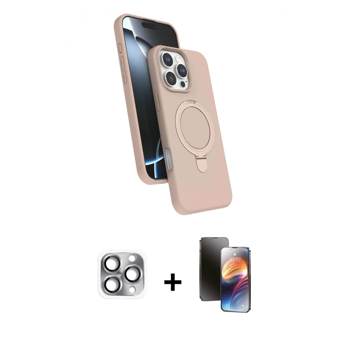 MARSİLYAN™- iPhone 16 Pro Max Kılıf İz Işık Koleksiyonu - Siyah 3D Antistatik Mat Seramik Nano Ekran Koruyucu + Pers Alüminyum Kamera Lens - GI