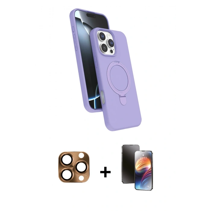 MARSİLYAN™- iPhone 16 Pro Max Kılıf İz Işık Koleksiyonu - Siyah 3D Antistatik Mat Seramik Nano Ekran Koruyucu + Pers Alüminyum Kamera Lens - CLTM