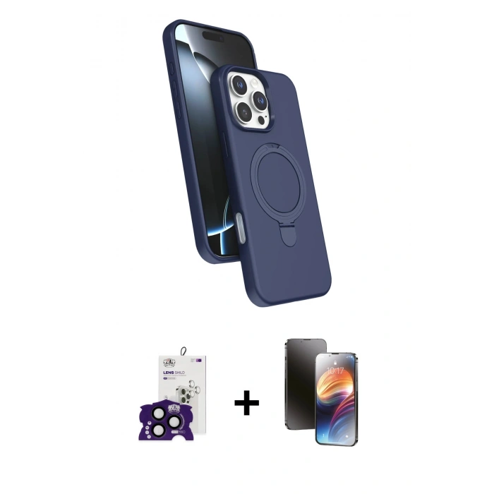 MARSİLYAN™- iPhone 16 Pro Max Kılıf İz Işık Koleksiyonu - Siyah 3D Antistatik Mat Seramik Nano Ekran Koruyucu + Bilvis Titan Kamera Lens - SH