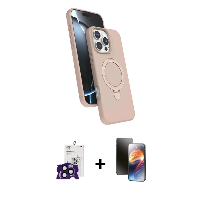 MARSİLYAN™- iPhone 16 Pro Max Kılıf İz Işık Koleksiyonu - Siyah 3D Antistatik Mat Seramik Nano Ekran Koruyucu + Bilvis Titan Kamera Lens - SH
