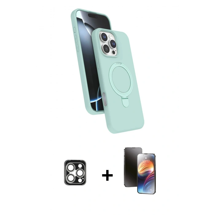 MARSİLYAN™- iPhone 16 Pro Max Kılıf İz Işık Koleksiyonu - Siyah 3D Antistatik Mat Seramik Nano Ekran Koruyucu + PVD Metal Kamera Lens - GS
