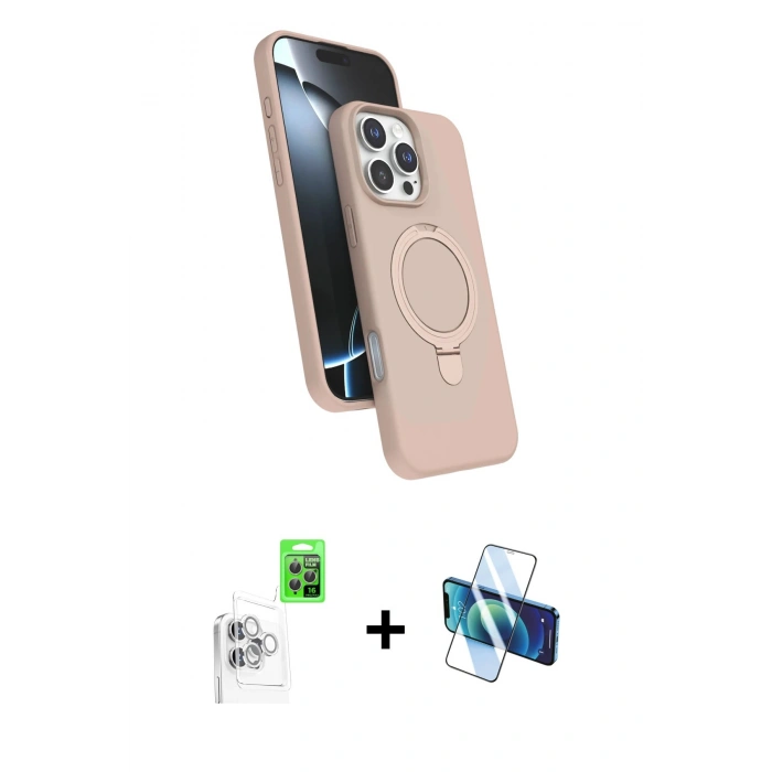 MARSİLYAN™- iPhone 16 Pro Max Kılıf İz Işık Koleksiyonu - Siyah 3D Antistatik Seramik Nano Ekran Koruyucu + Raze Metal Kamera Lens - BZ
