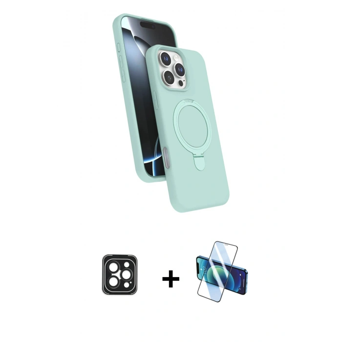 MARSİLYAN™- iPhone 16 Pro Max Kılıf İz Işık Koleksiyonu - Siyah 3D Antistatik Seramik Nano Ekran Koruyucu + Siyah PVD Metal Kamera Lens