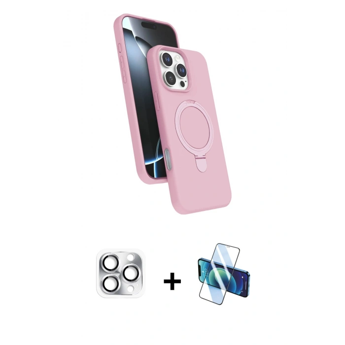 MARSİLYAN™- iPhone 16 Pro Max Kılıf İz Işık Koleksiyonu - Siyah 3D Antistatik Seramik Nano Ekran Koruyucu + Pers Alüminyum Kamera Lens - GS