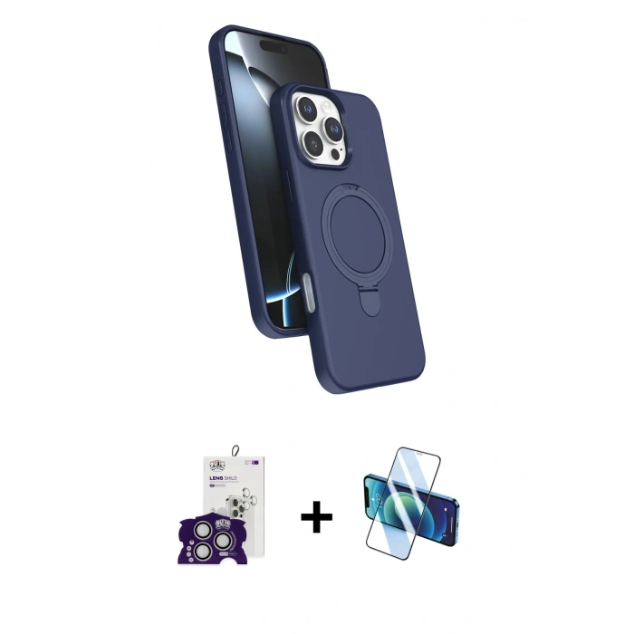 MARSİLYAN™- iPhone 16 Pro Max Kılıf İz Işık Koleksiyonu - Siyah 3D Antistatik Seramik Nano Ekran Koruyucu + Bilvis Titan Kamera Lens - GS