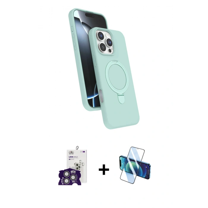 MARSİLYAN™- iPhone 16 Pro Max Kılıf İz Işık Koleksiyonu - Siyah 3D Antistatik Seramik Nano Ekran Koruyucu + Bilvis Titan Kamera Lens - GS