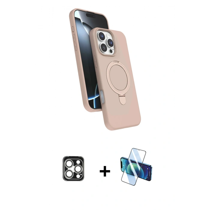 MARSİLYAN™- iPhone 16 Pro Max Kılıf İz Işık Koleksiyonu - Siyah 3D Antistatik Seramik Nano Ekran Koruyucu + PVD Metal Kamera Lens - GS