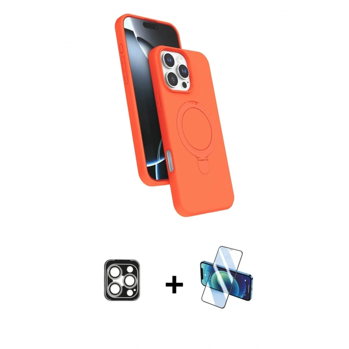 MARSİLYAN™- iPhone 16 Pro Max Kılıf İz Işık Koleksiyonu - Siyah 3D Antistatik Seramik Nano Ekran Koruyucu + PVD Metal Kamera Lens - GS