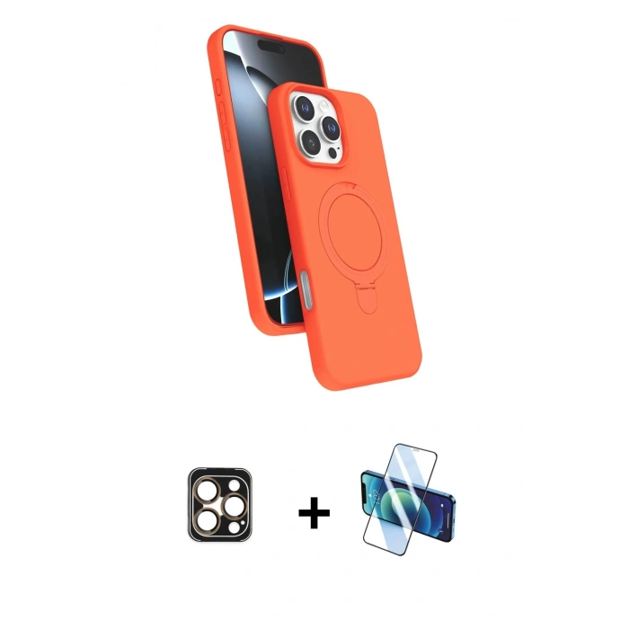 MARSİLYAN™- iPhone 16 Pro Max Kılıf İz Işık Koleksiyonu - Siyah 3D Antistatik Seramik Nano Ekran Koruyucu + PVD Metal Kamera Lens - GD