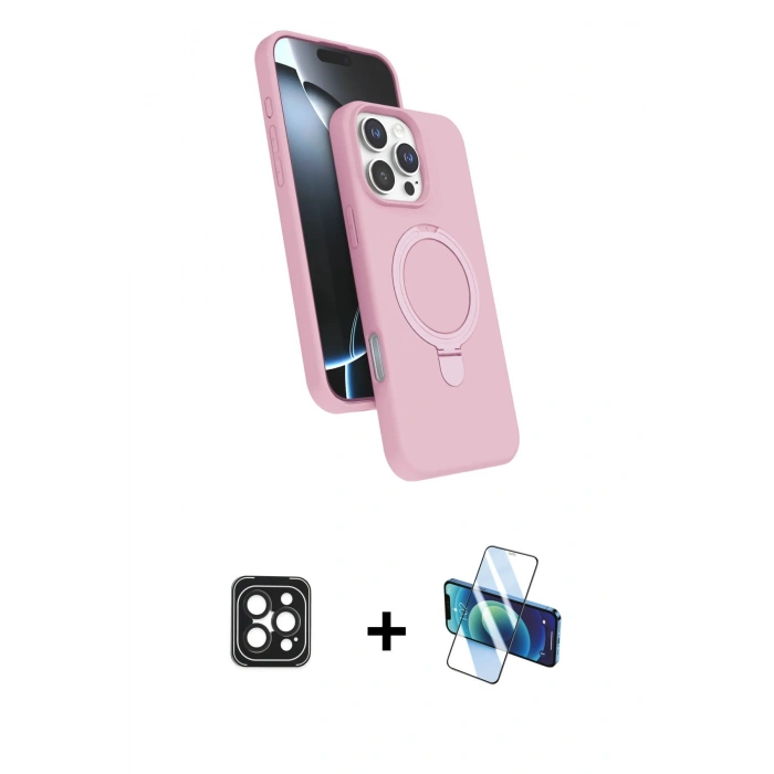 MARSİLYAN™- iPhone 16 Pro Max Kılıf İz Işık Koleksiyonu - Siyah 3D Antistatik Seramik Nano Ekran Koruyucu + Siyah PVD Metal Kamera Lens