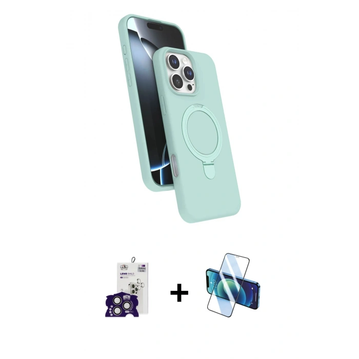 MARSİLYAN™- iPhone 16 Pro Max Kılıf İz Işık Koleksiyonu - Siyah 3D Antistatik Seramik Nano Ekran Koruyucu + Bilvis Titan Kamera Lens - TMGI