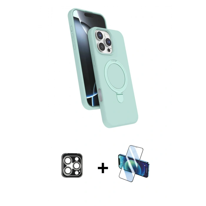 MARSİLYAN™- iPhone 16 Pro Max Kılıf İz Işık Koleksiyonu - Siyah 3D Antistatik Seramik Nano Ekran Koruyucu + PVD Metal Kamera Lens - GS