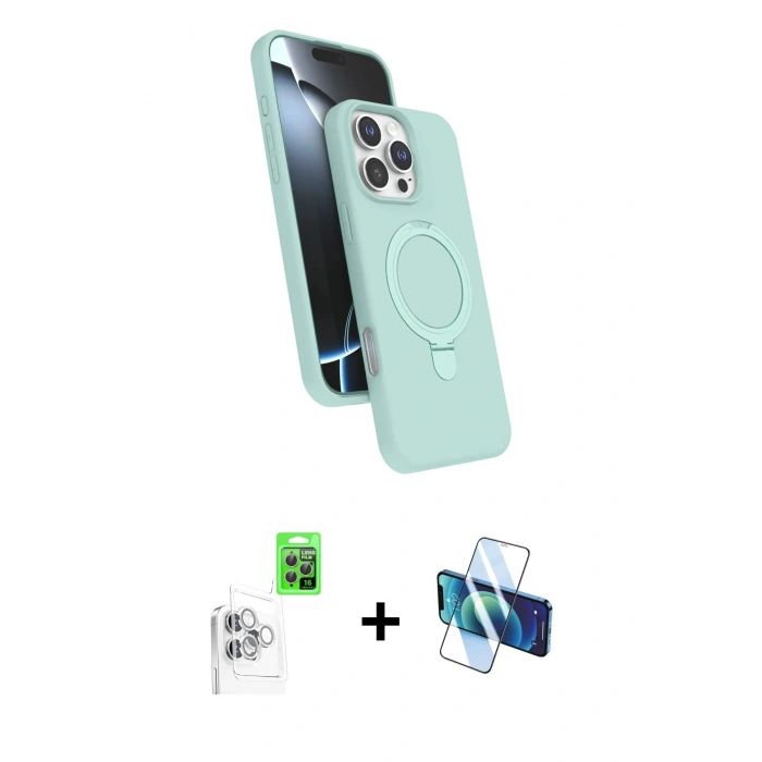 MARSİLYAN™- iPhone 16 Pro Max Kılıf İz Işık Koleksiyonu - Siyah 3D Antistatik Seramik Nano Ekran Koruyucu + Raze Metal Kamera Lens - BZ