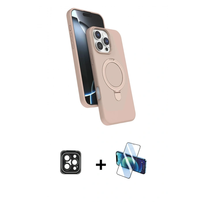 MARSİLYAN™- iPhone 16 Pro Max Kılıf İz Işık Koleksiyonu - Siyah 3D Antistatik Seramik Nano Ekran Koruyucu + Siyah PVD Metal Kamera Lens