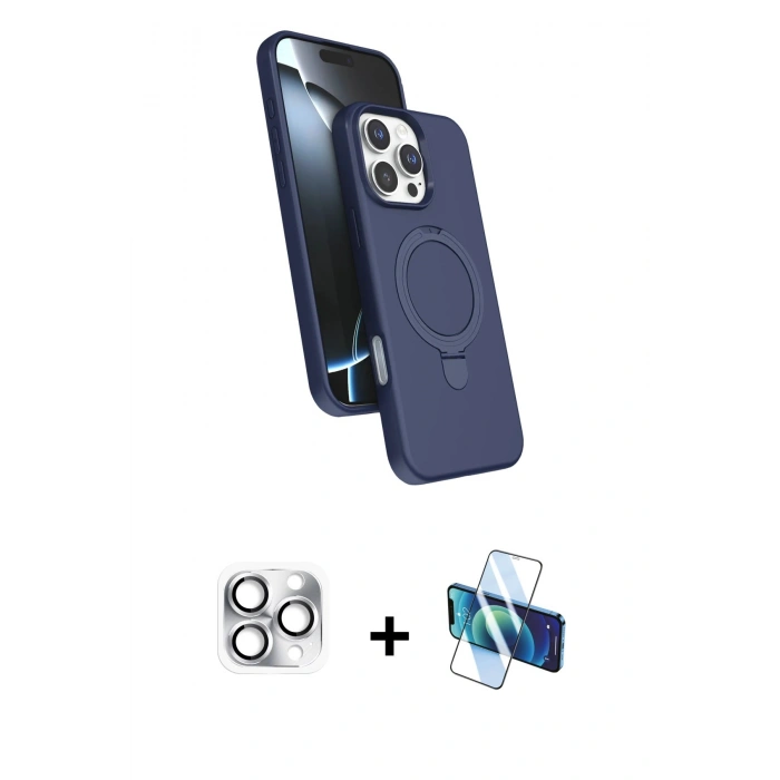 MARSİLYAN™- iPhone 16 Pro Max Kılıf İz Işık Koleksiyonu - Siyah 3D Antistatik Seramik Nano Ekran Koruyucu + Pers Alüminyum Kamera Lens - GS
